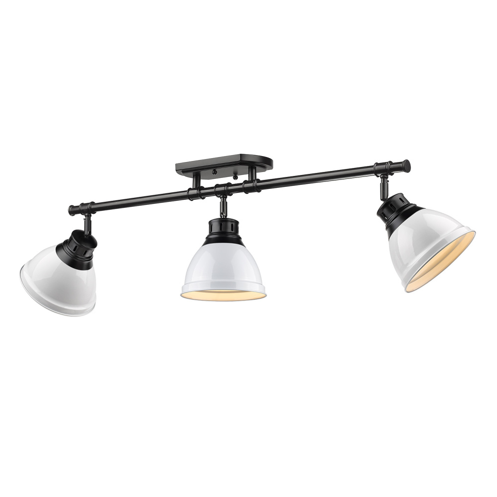 Yep by Golden Lighting Duncan 3-light Semi-Flush Mount in Matte Black and White shade